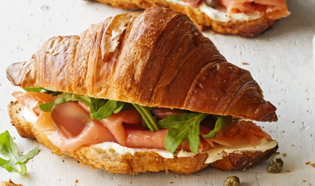 Smoked Salmon Croissant Sandwich.