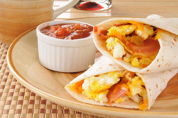 Breakfast burrito with Coffee.