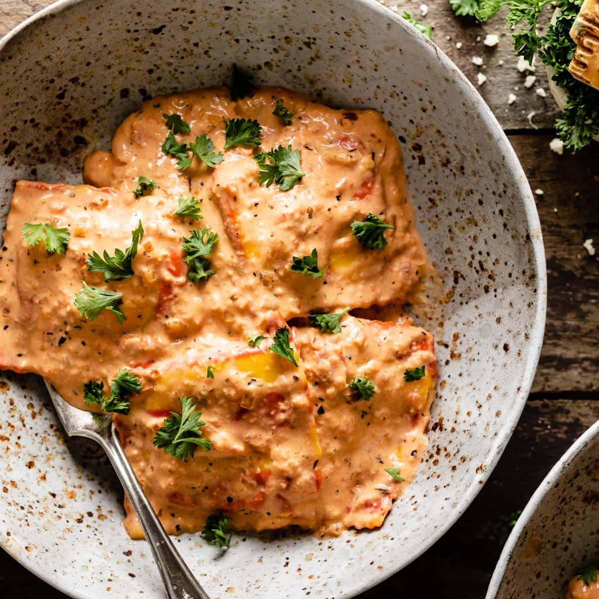 Lobster Raviolis Baked optional crabmeat.