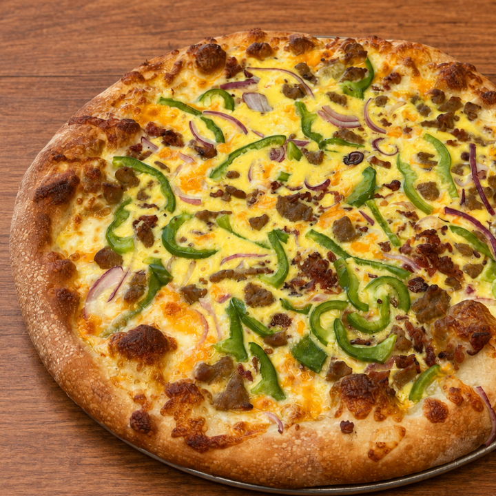 Combo Breakfast Pizza.