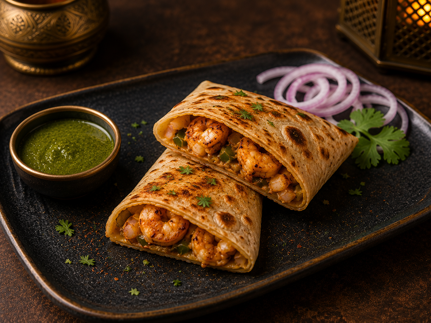 Grilled Shrimp Punjab Pocket.