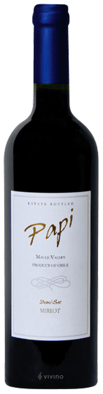 Papi Merlot Demi-Sec - Red Wine from Chile - 750ml Bottle.