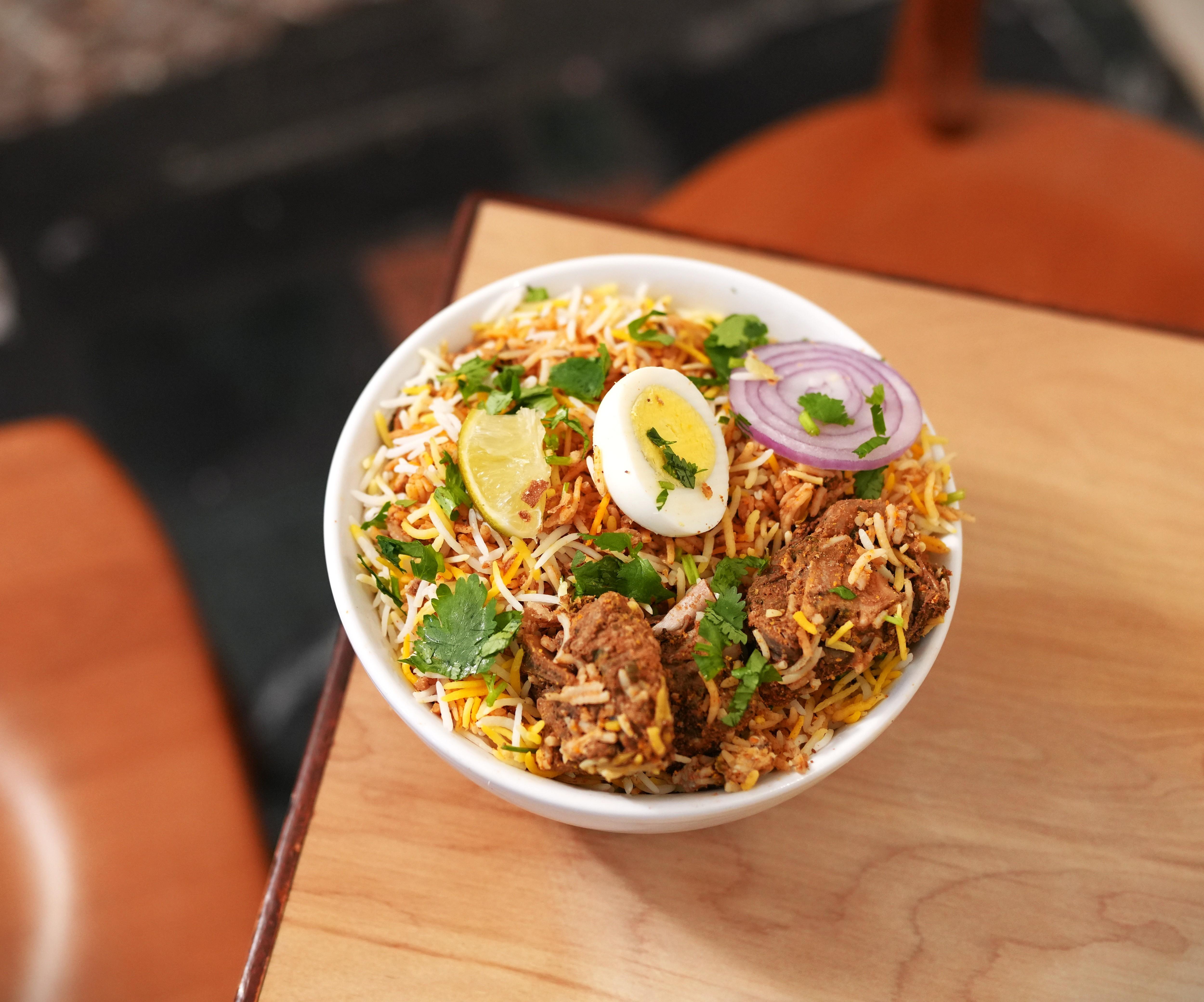 Hyderabadi Goat Chukka Biryani.