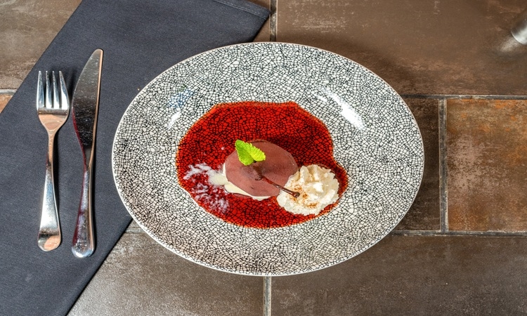 Warm Poached Pear Dessert.