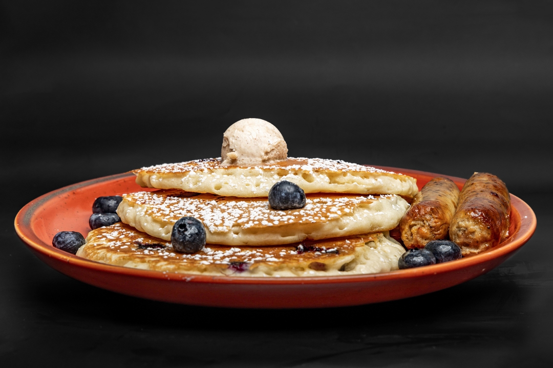 Blueberry Pancakes & Sausage.