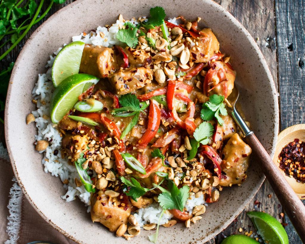 Saute Coconut Chicken Rice Dish.