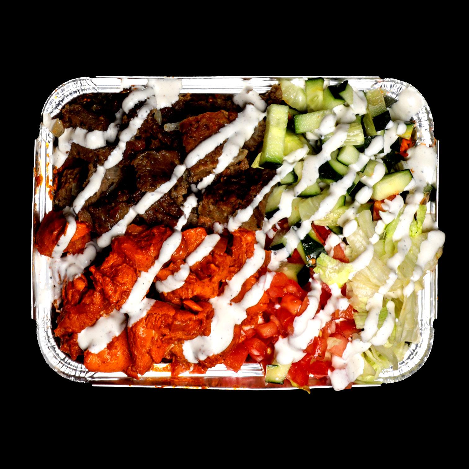 Combo Chicken and Gyro over Salad Platter.