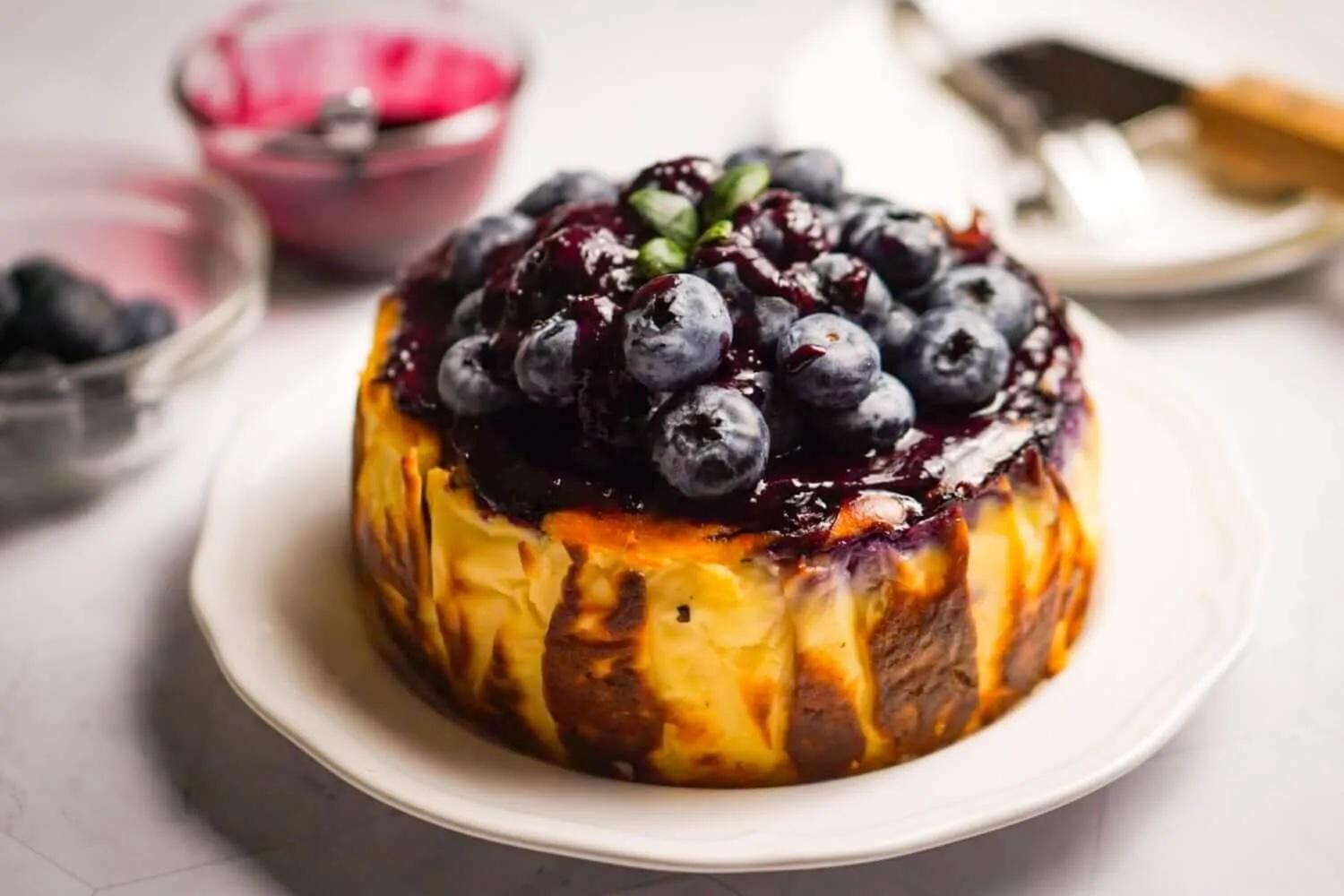 Wild Blueberry Lemon Cheesecake.