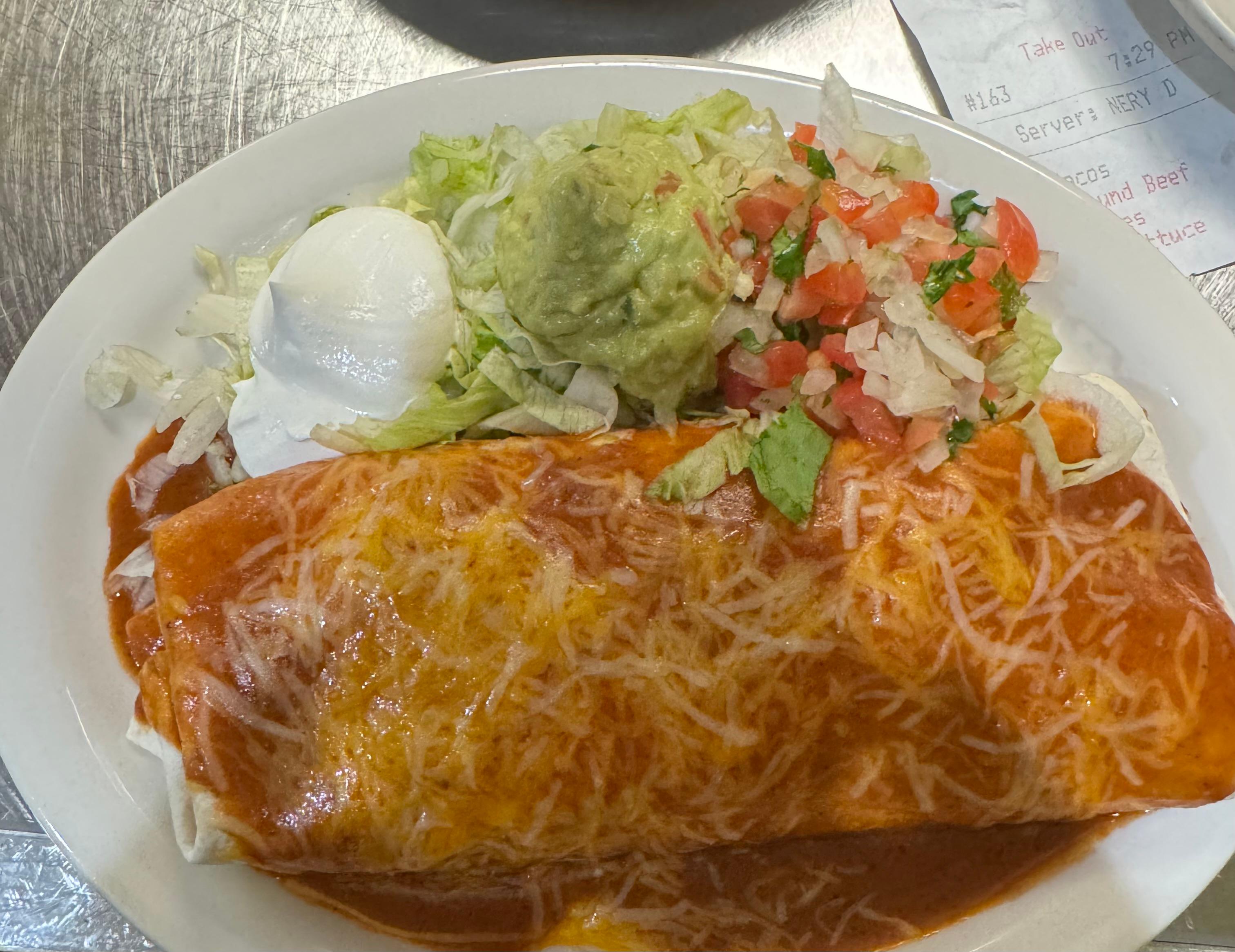 Grande Burrito Rojo O Verde.