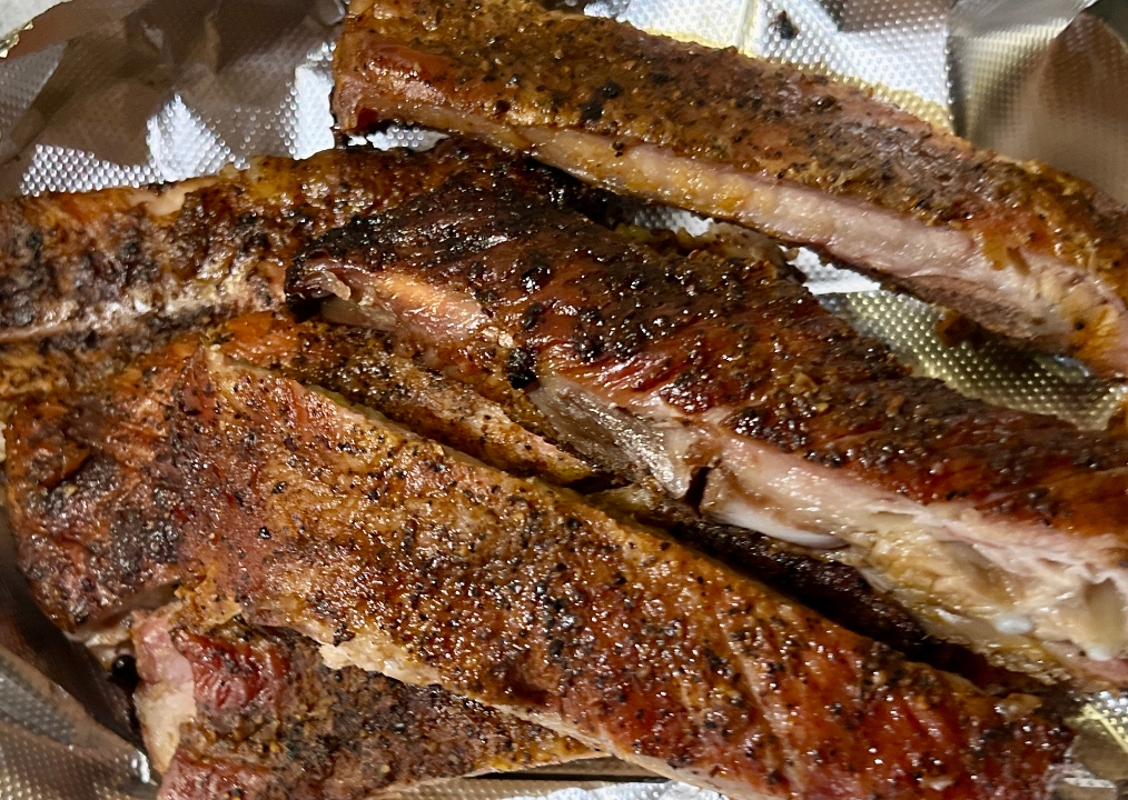 1/3 Rack (4 bones) of Pork Smoked Ribs.