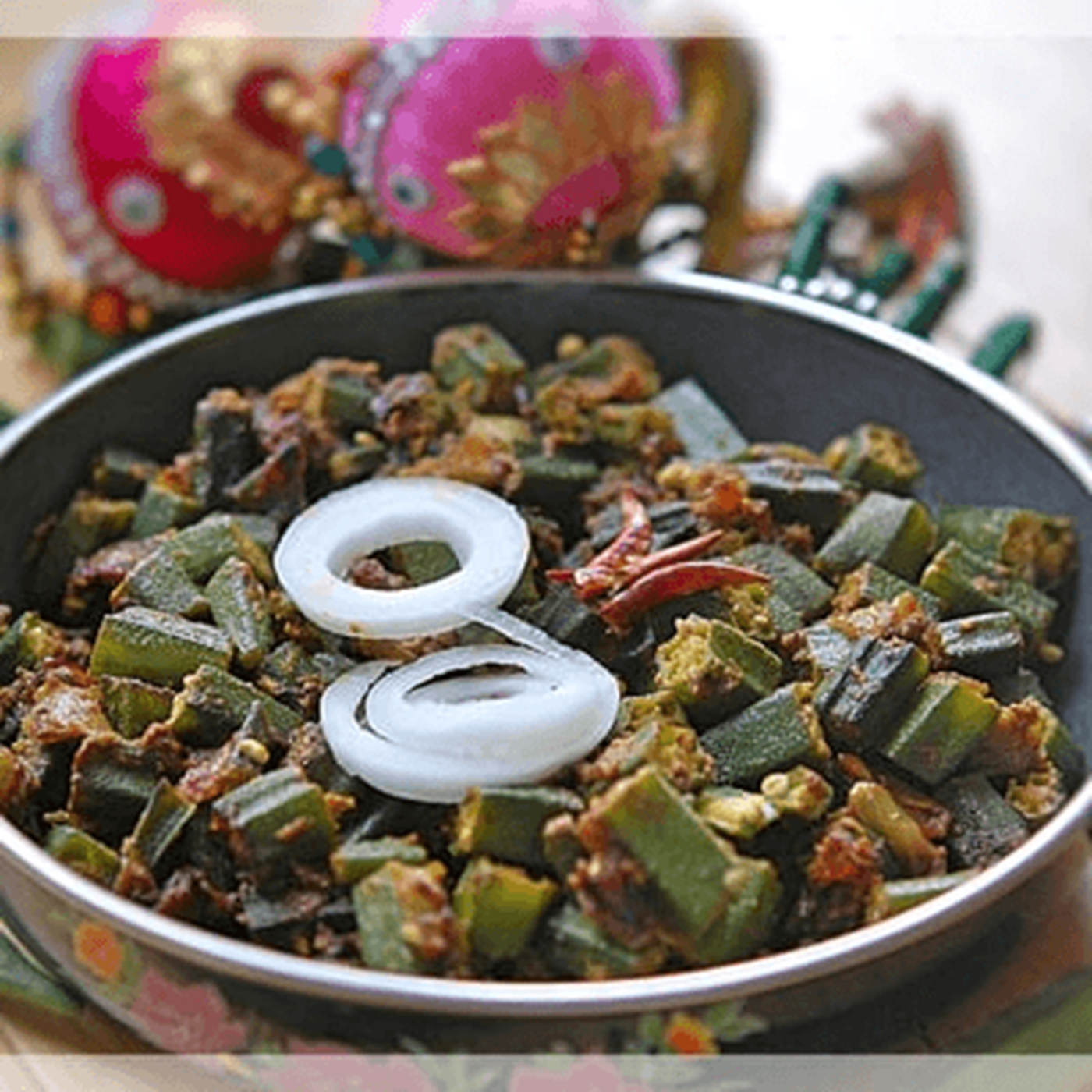 Bhindi Masala (Fresh Cut Okra Stir-fried).