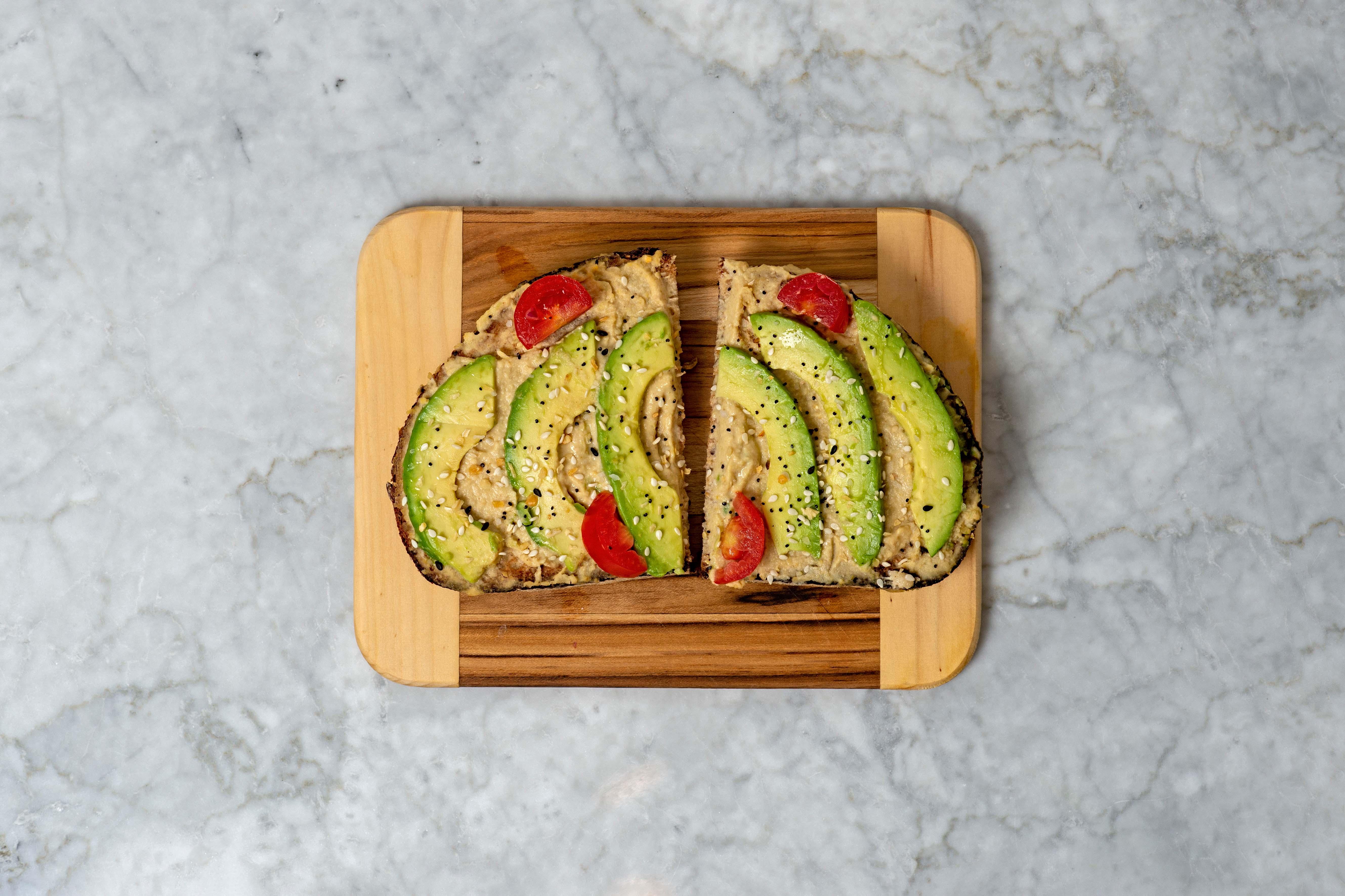 Loaded Hummus Avocado Toast.