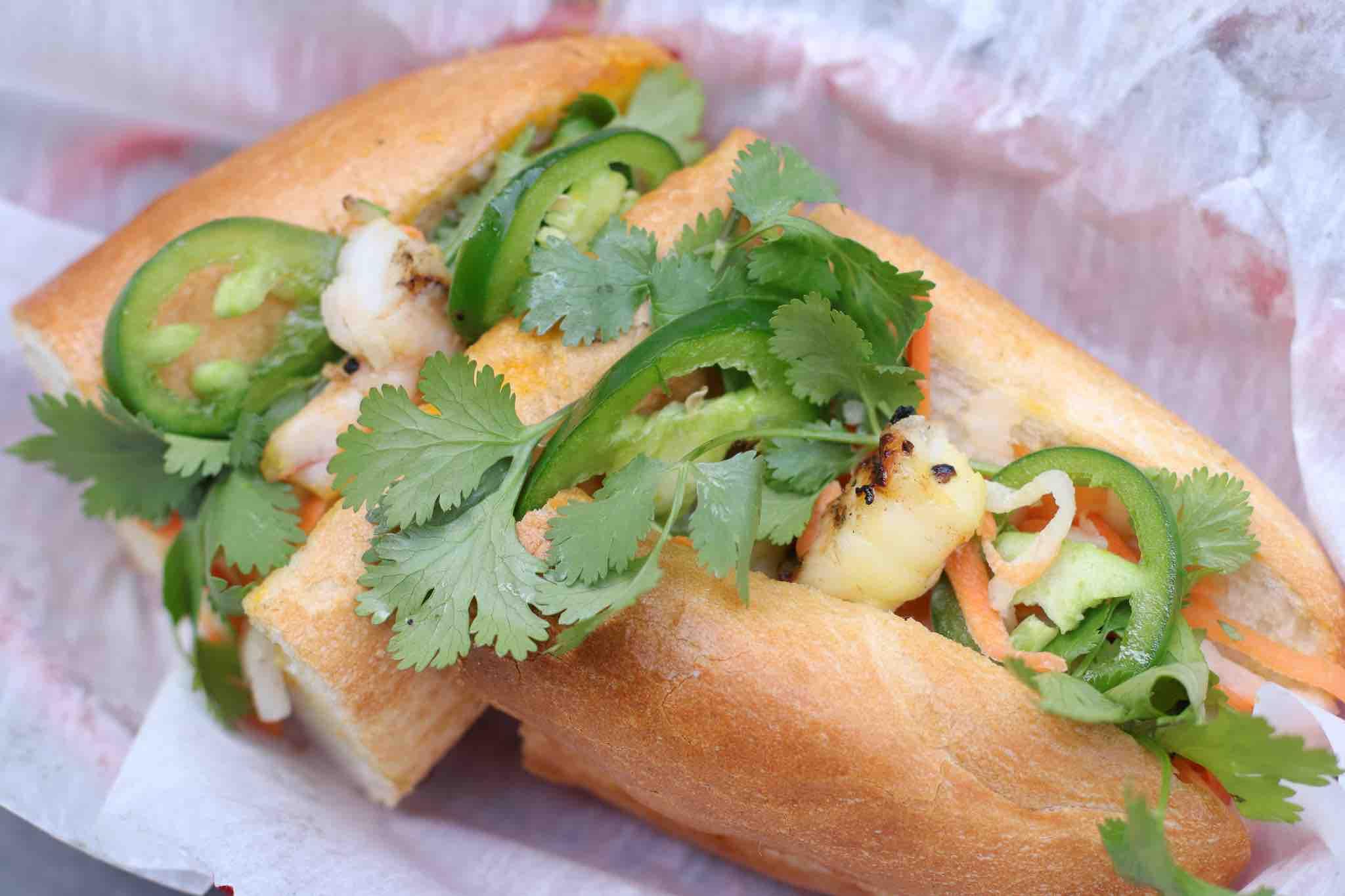 GRILLED SHRIMP BANH MI.