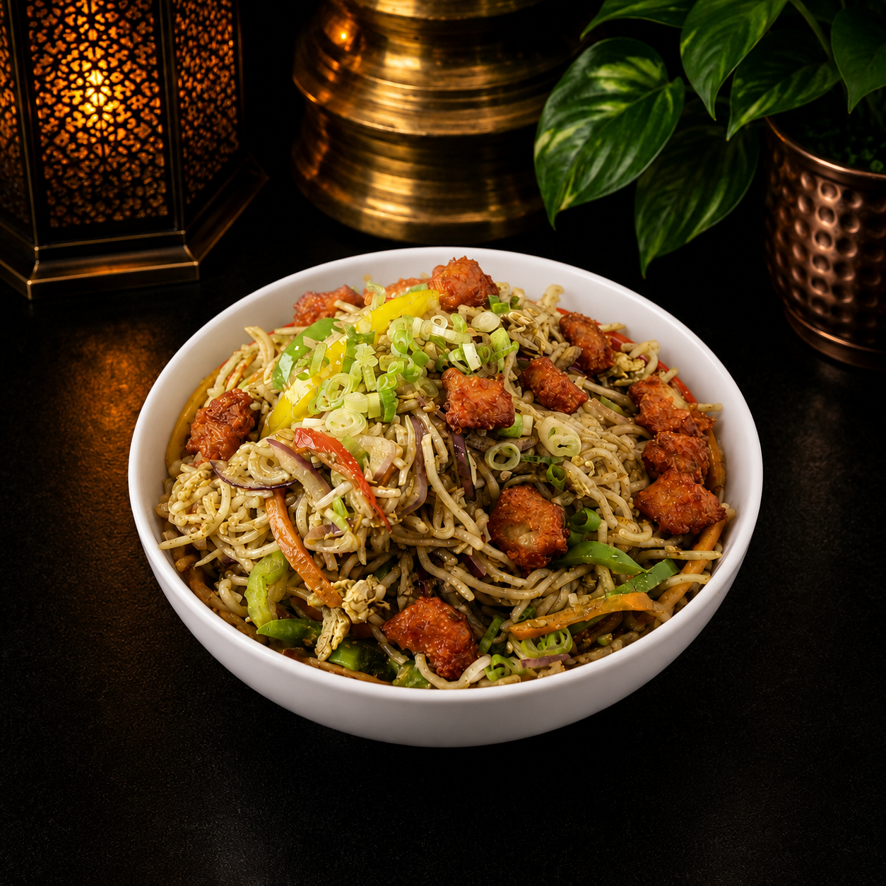 Gongura Chicken Noodles (Sorrel Leaf Chicken Noodles).