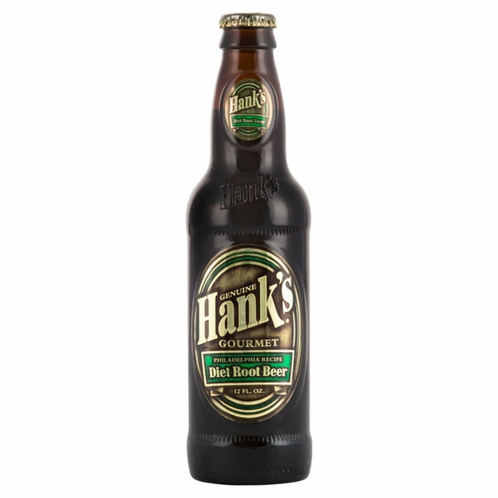 12oz Bottle Hanks Diet Root Beer.