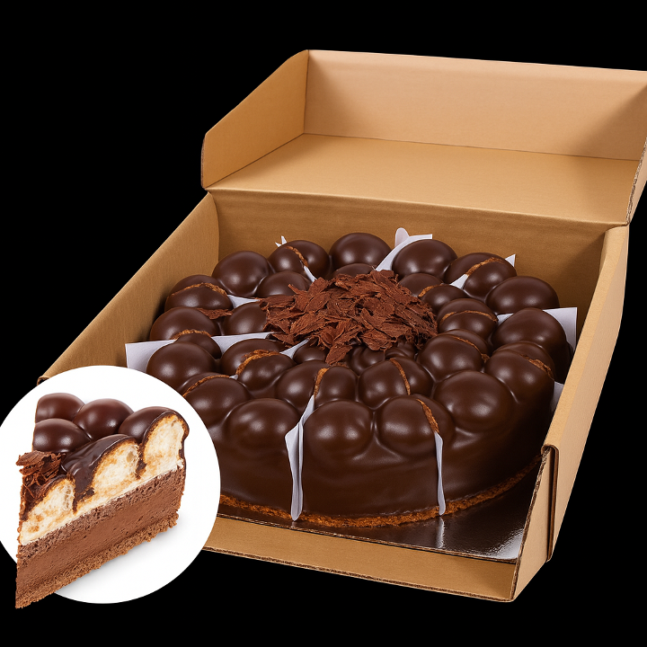 Black Profiterole Slice Cake.