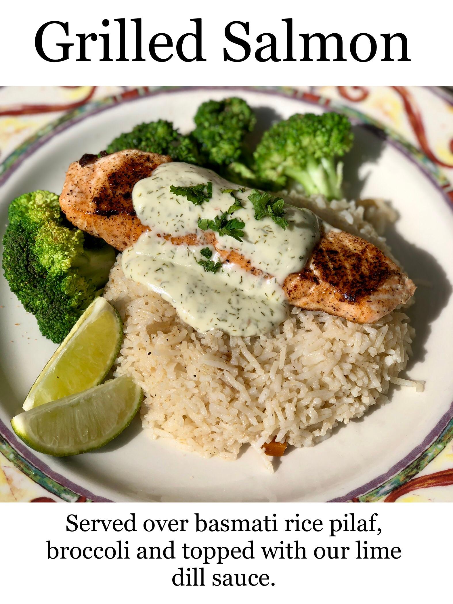 Grilled salmon platter.