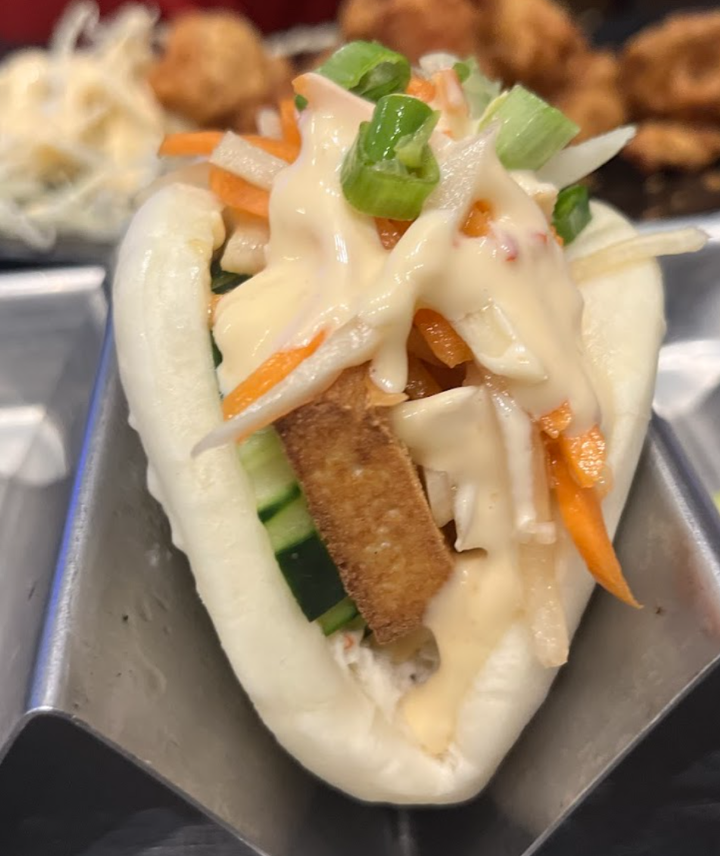 Fried tofu bao bun.