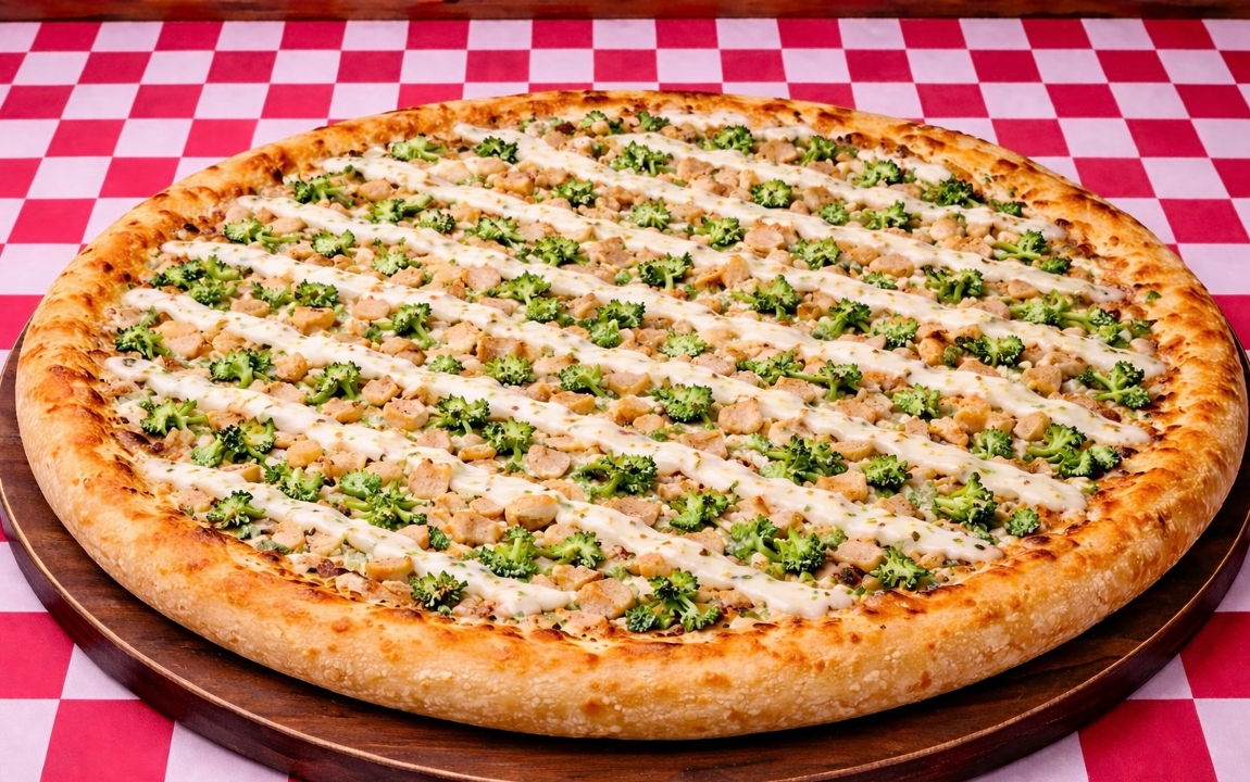 Large Grilled Chicken Broccoli Alfredo Pizza 14(Greek Style).