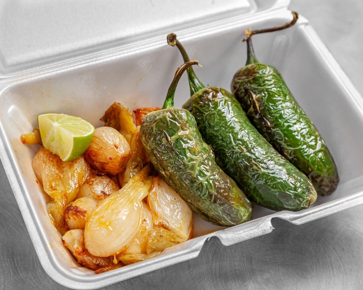 Grilled Onions & Jalapeños.