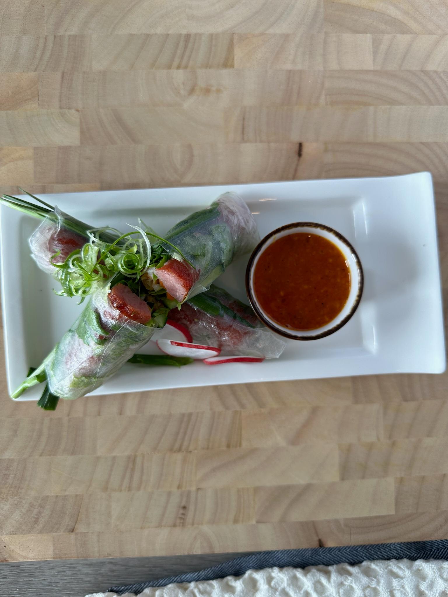 Pork Sausage Spring Rolls (nem nuong cuon).