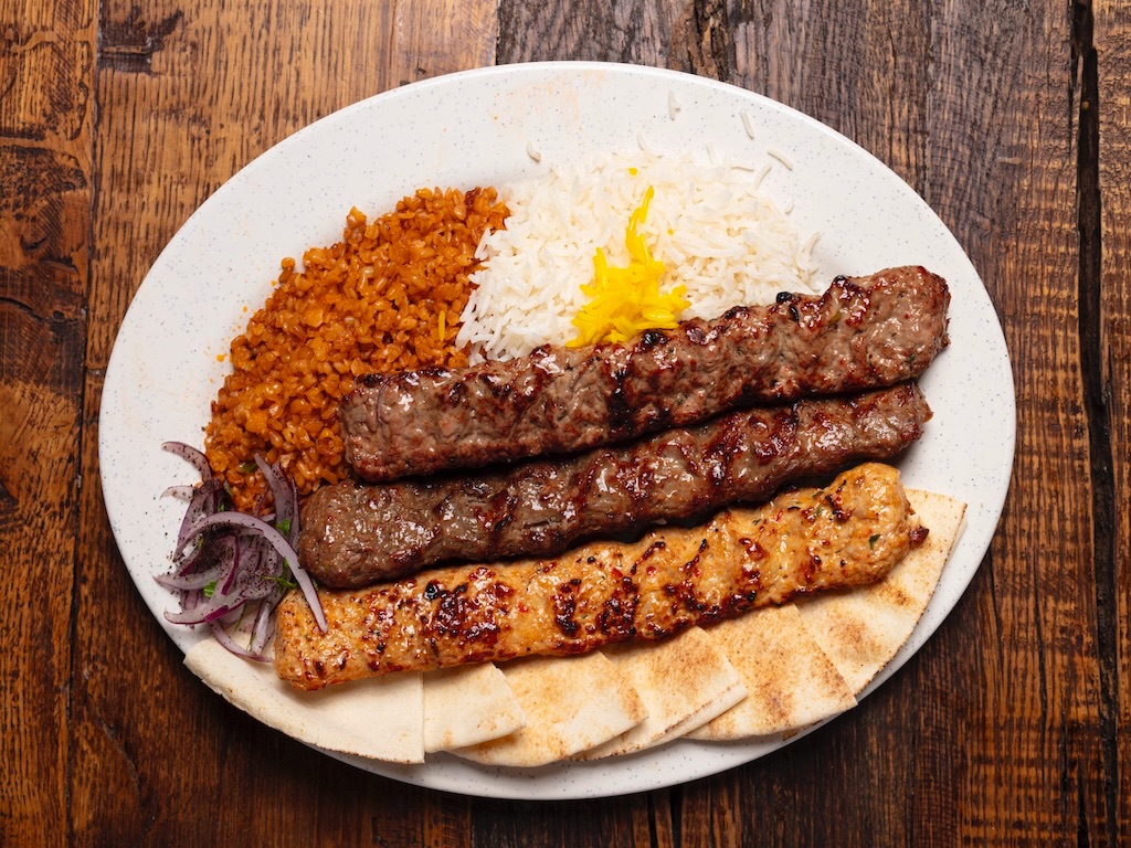 #17) Combo Koobideh (Beef Koobideh, Lamb Koobideh, Chicken Koobideh Plate).