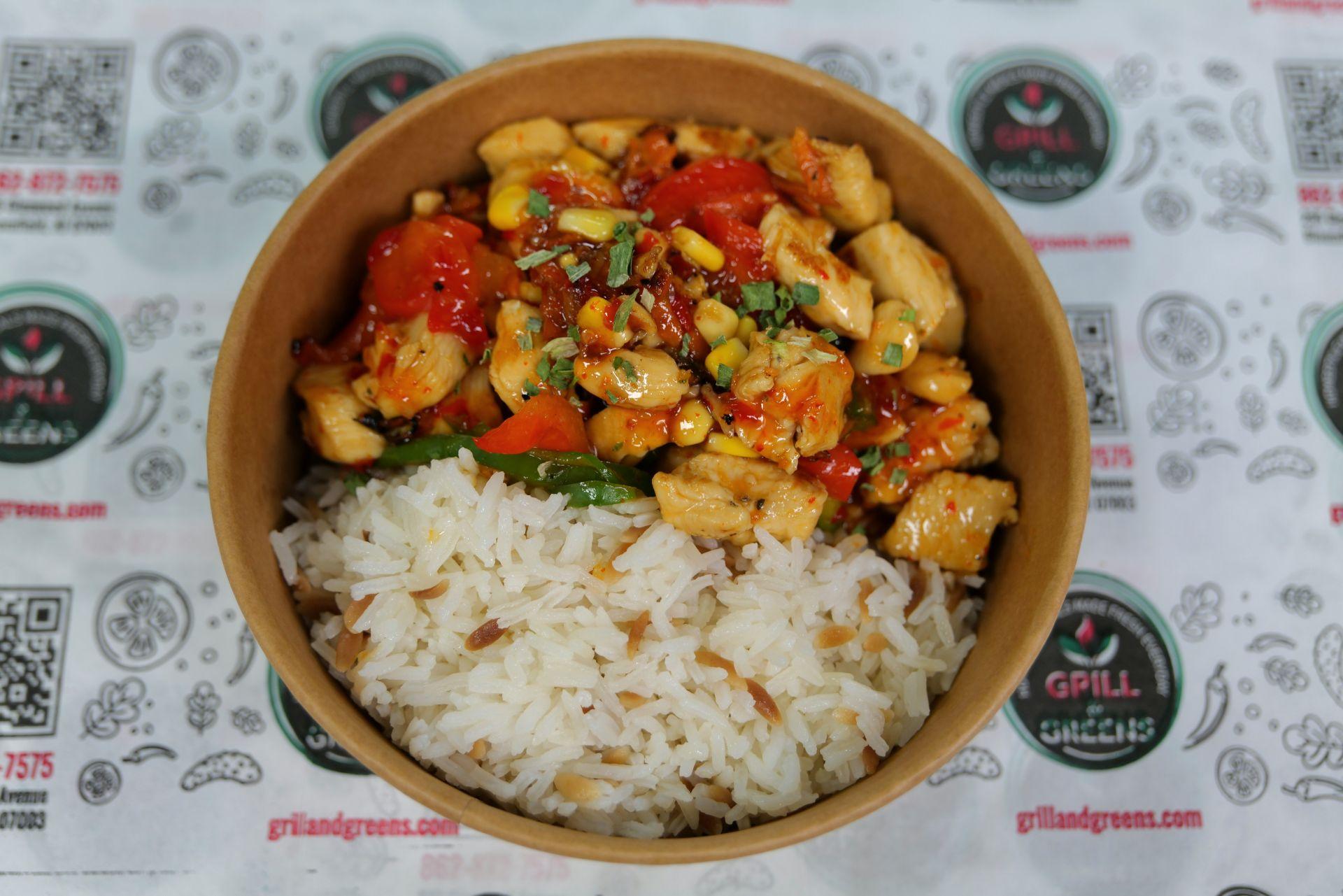 Sweet Chili Chicken with Rice.