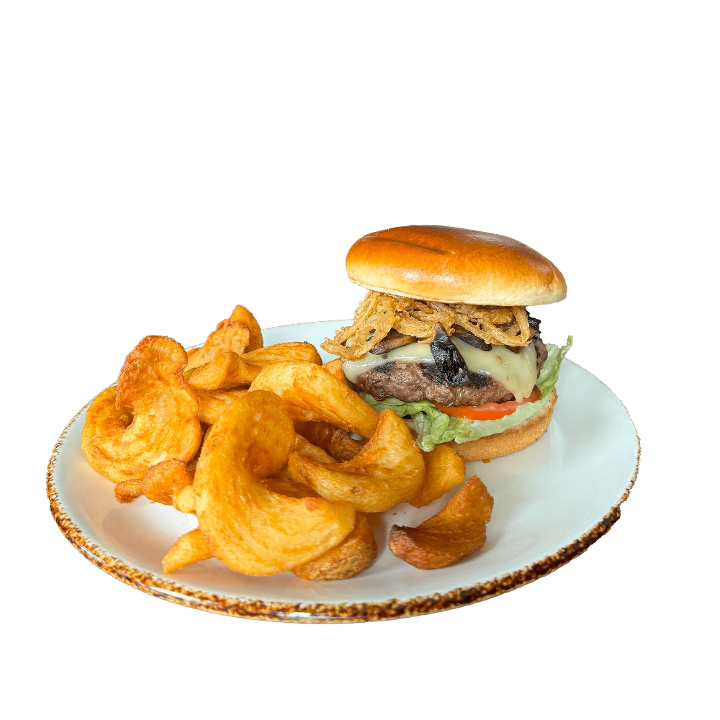 Mushroom Swiss Burger.