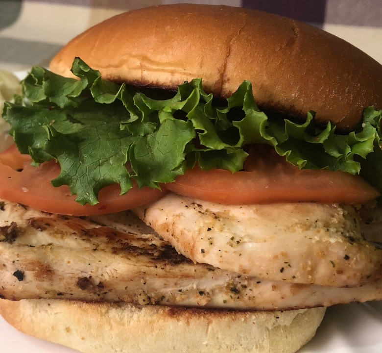 Grilled Chicken Sandwich and fries.