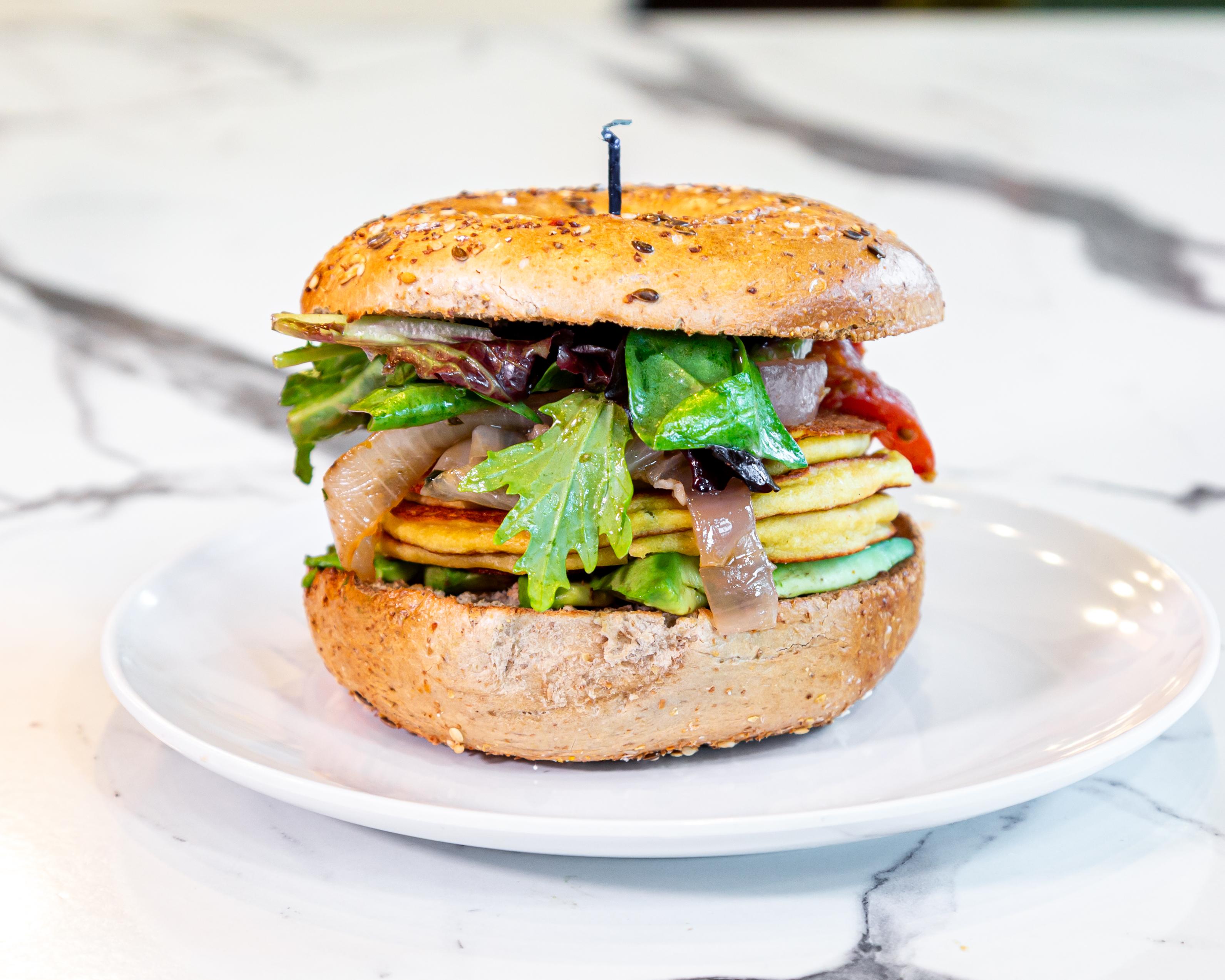 Chickpea Cake- Avocado Sandwich.