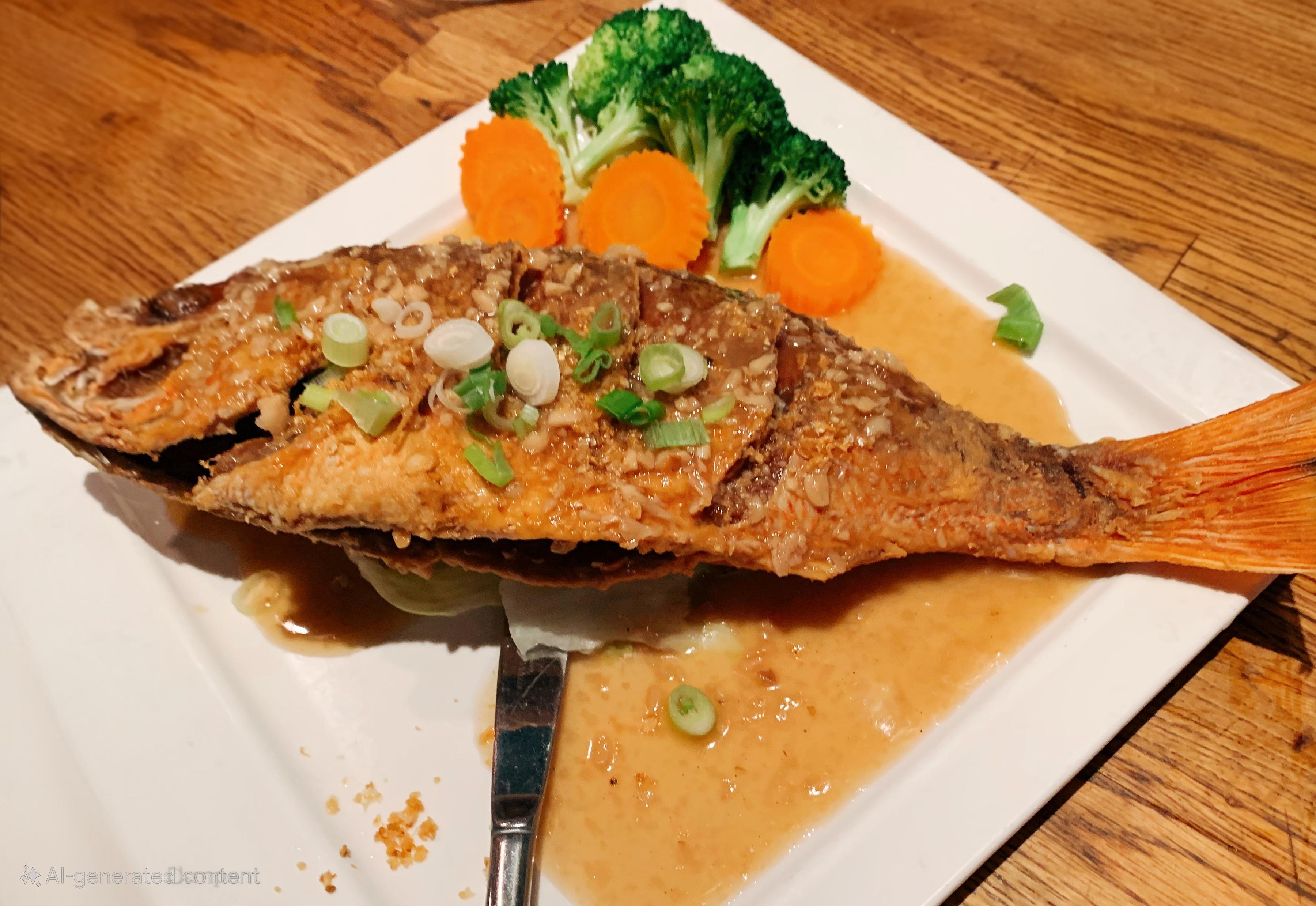 Crispy Garlic Red Snapper.