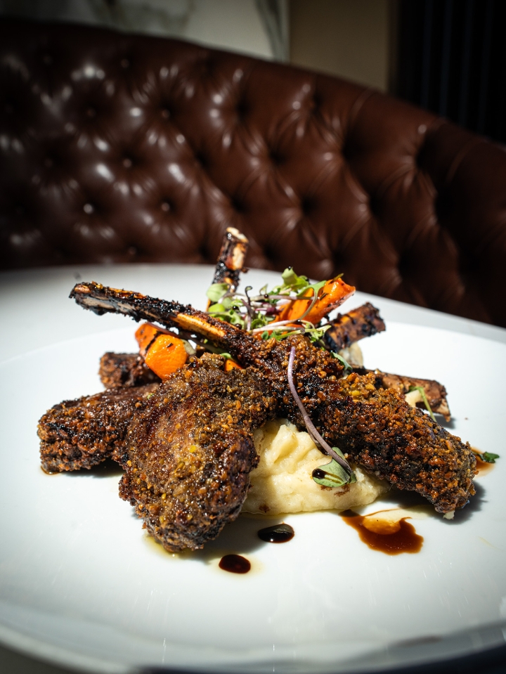 Pistachio Crusted Rack of Lamb.