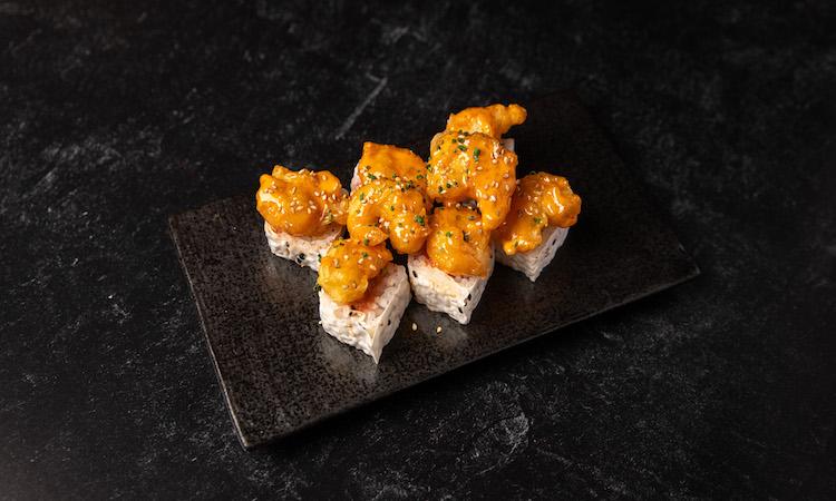 Creamy Rock Shrimp Spicy Tuna Roll.