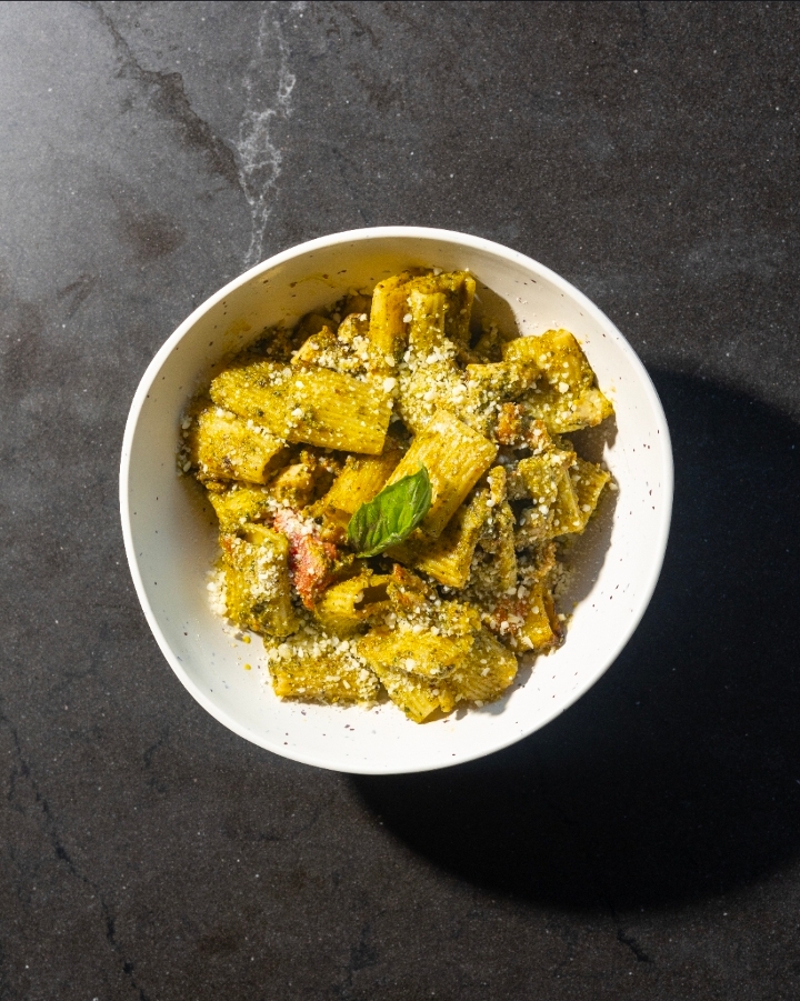 Chicken Pistachio Pesto Pasta.