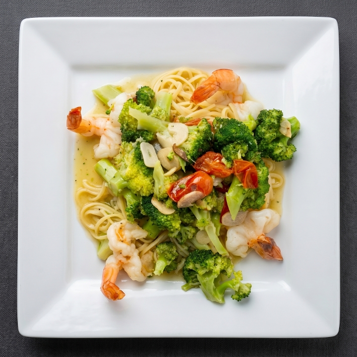 Shrimp Marinara Over Pasta.
