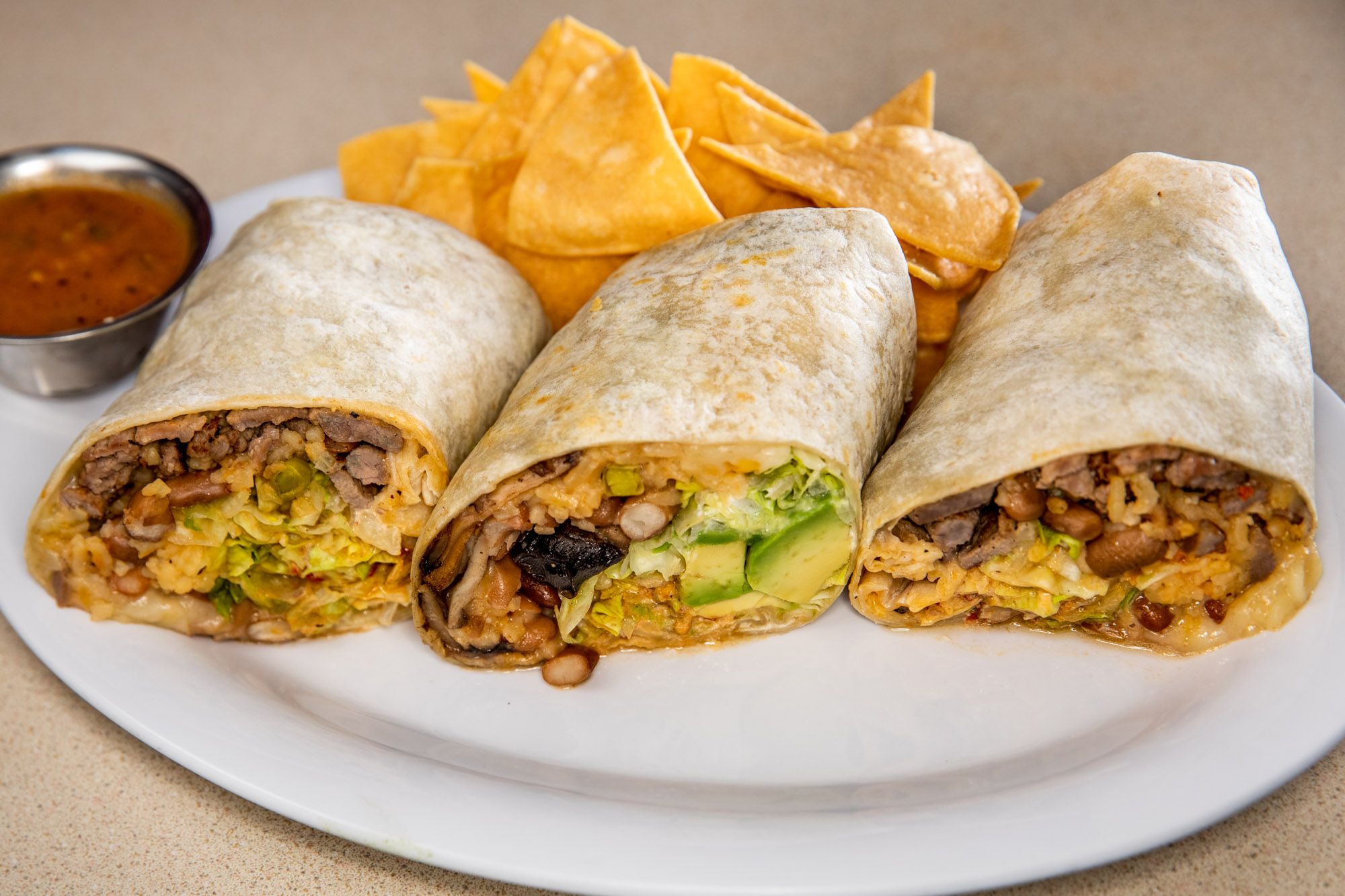 Steak & Chicken Burritos.