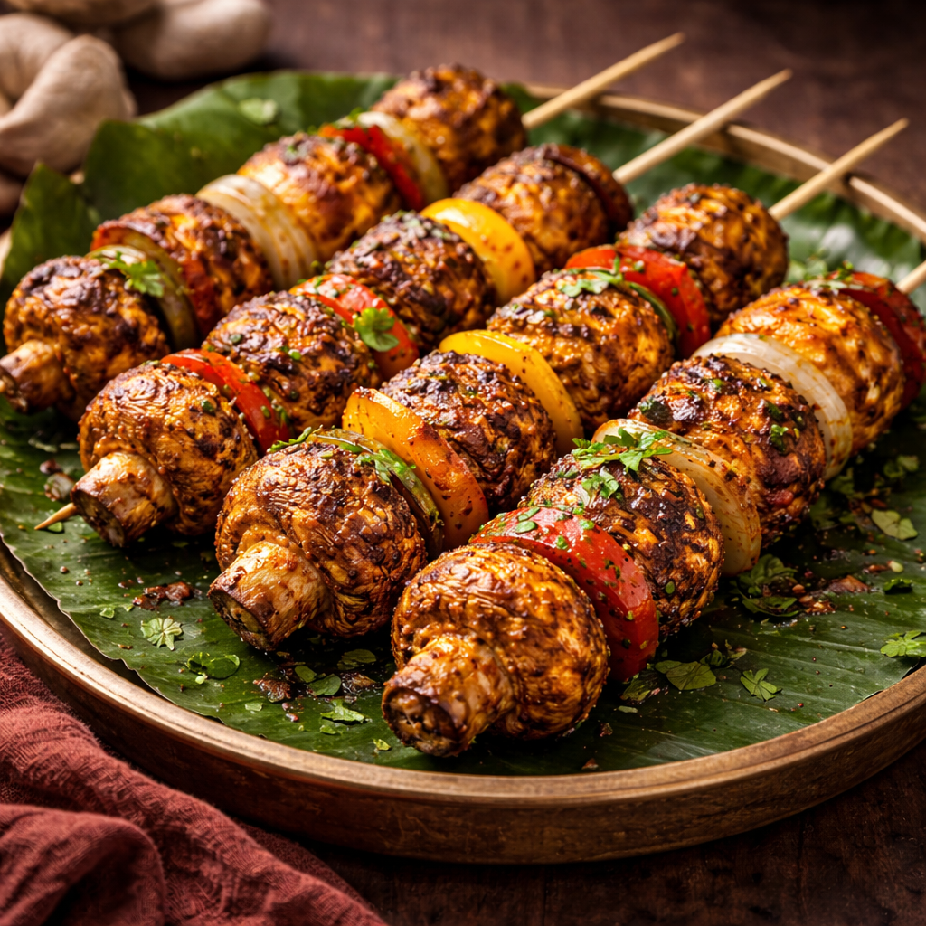 Mushroom Tikka Kebab.