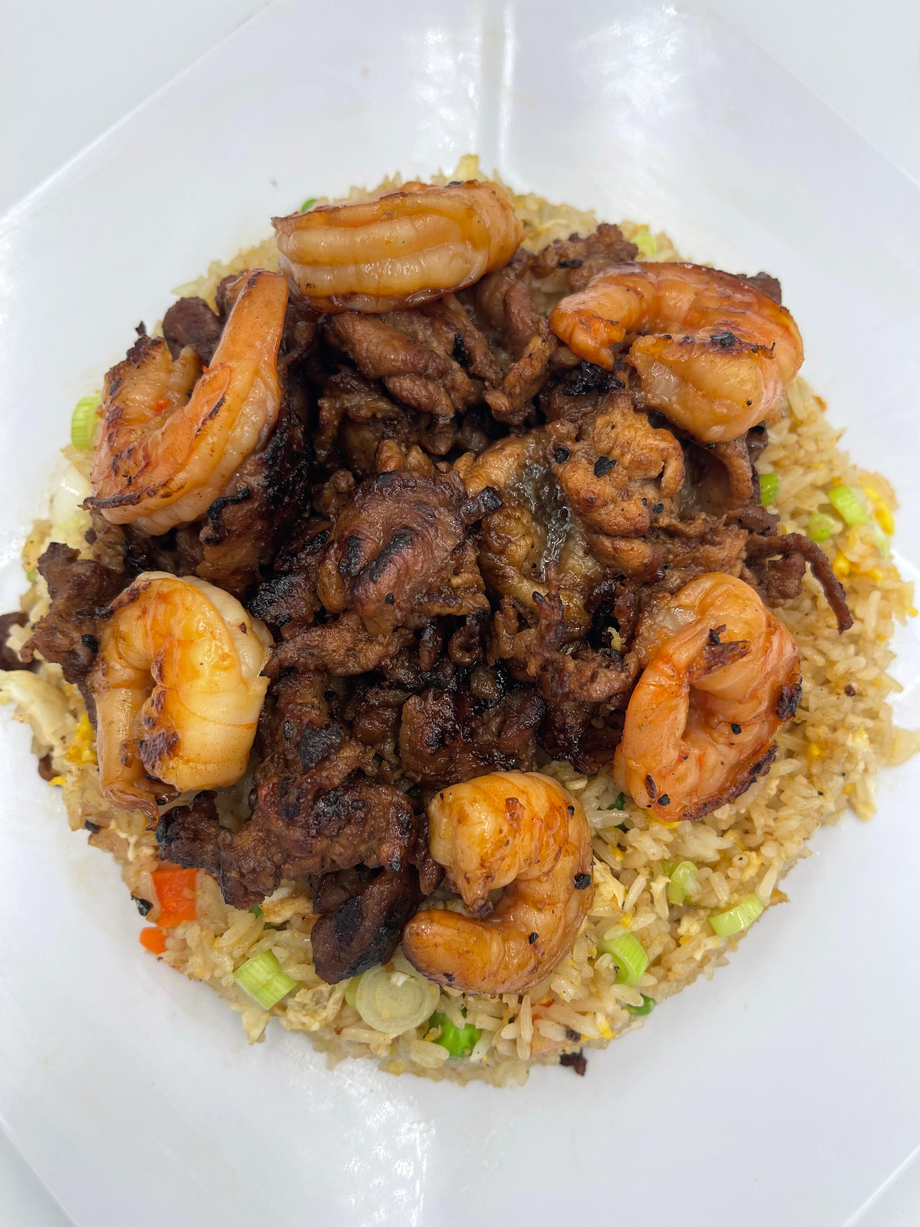 BBQ pork and Shrimp Fried Rice.