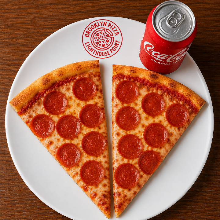 2 Specialty Slices + Can Soda.