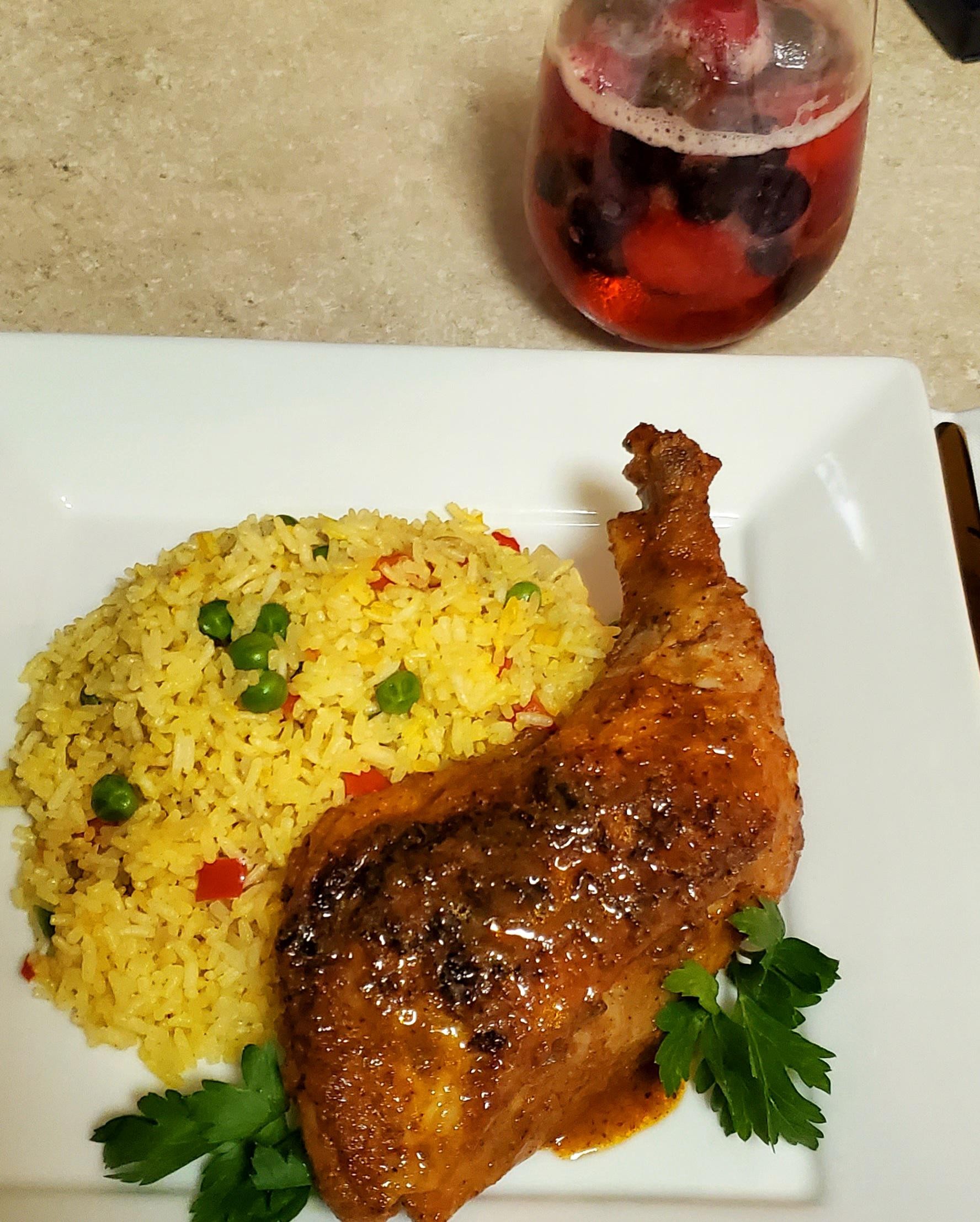 Yellow Rice Fried Chicken.