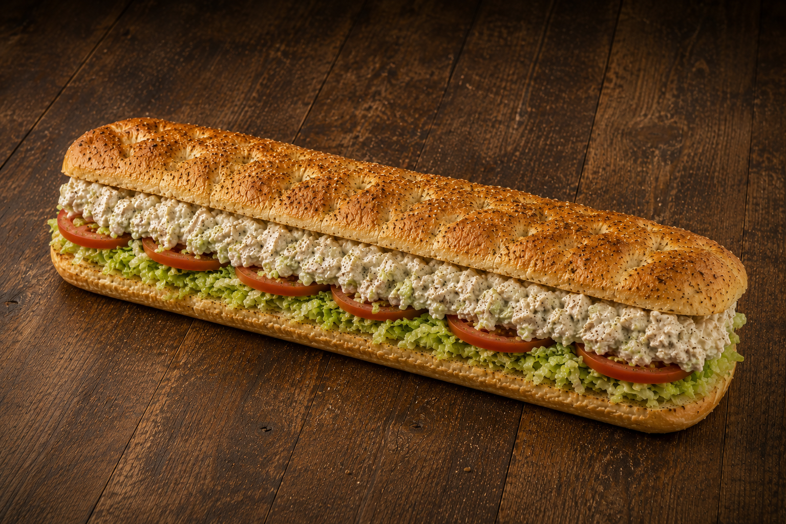 3FT HERBED FOCACCIA CHICKEN SALAD SUB.