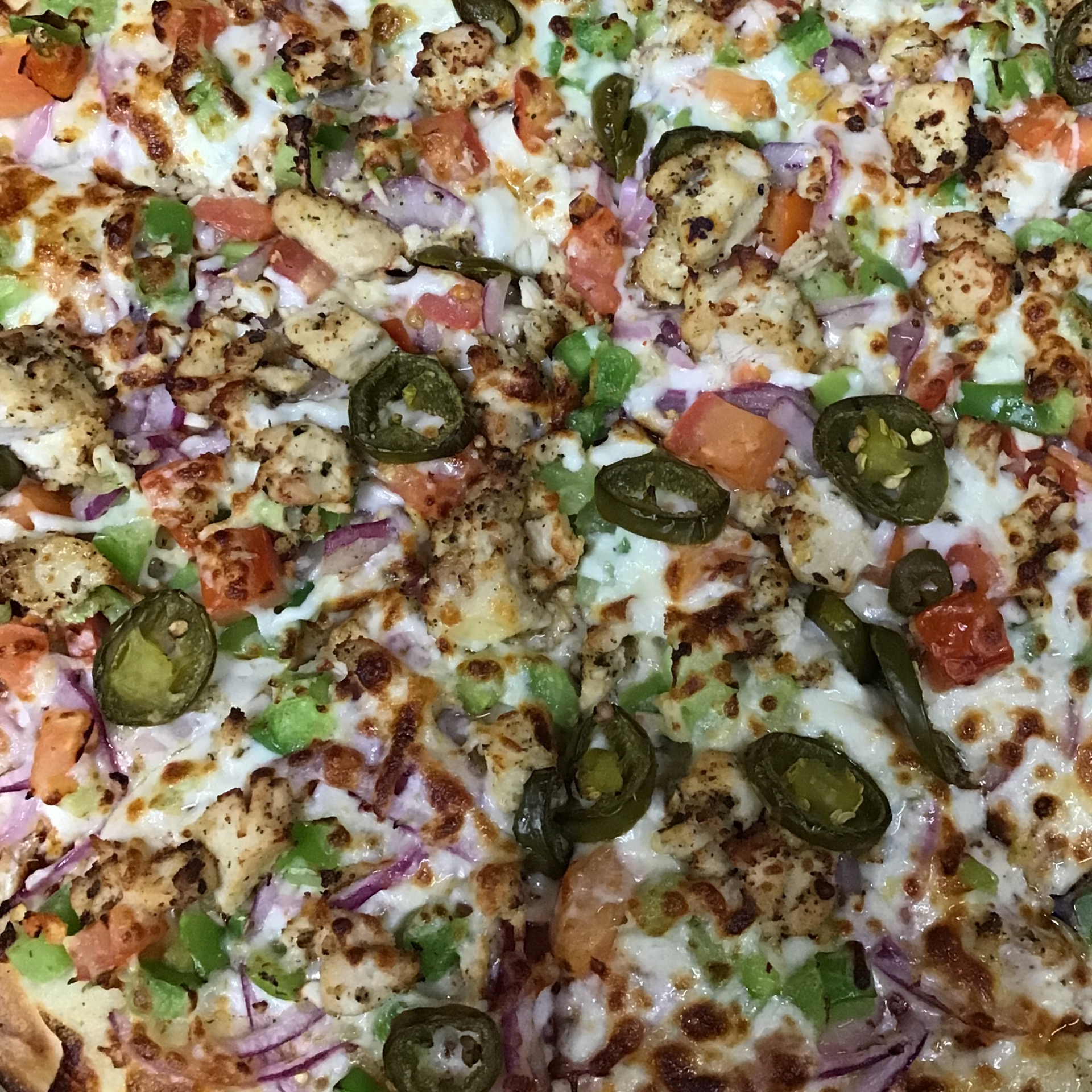 Roasted Garlic Chicken Pizza.