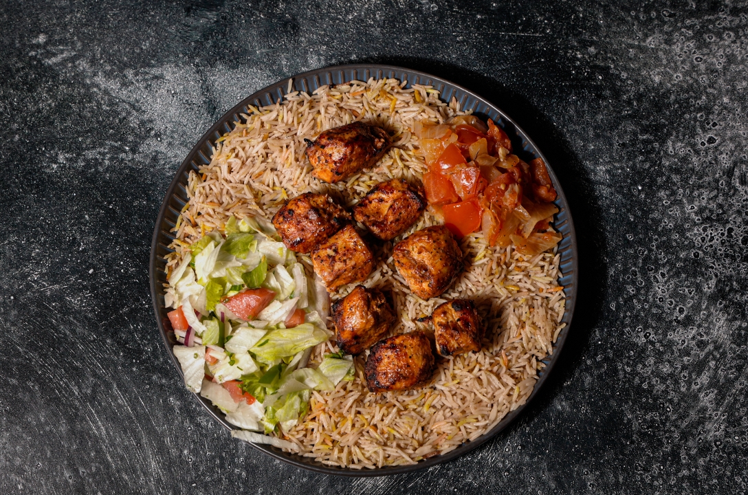 Chicken Kabob Platter.