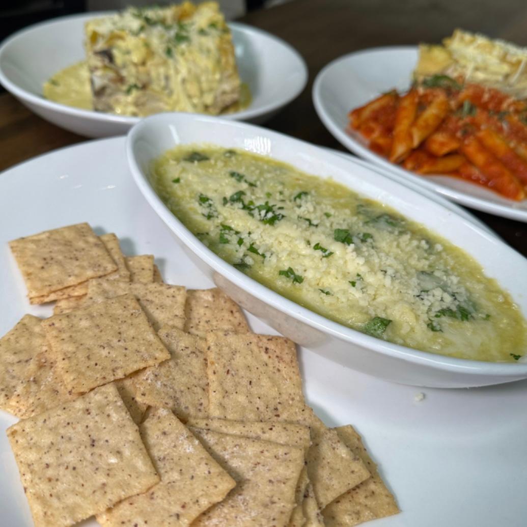GF Gluten Free Spinach and Artichoke Dip.