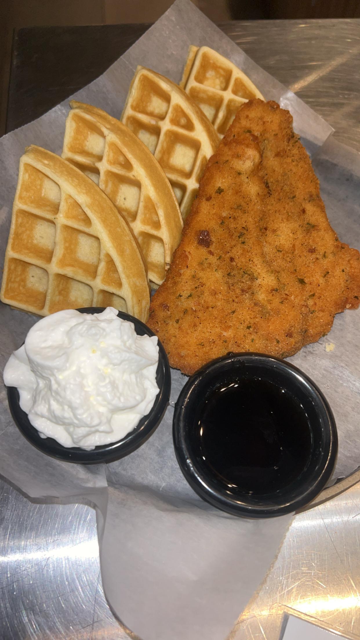 Crispy chicken & waffles.