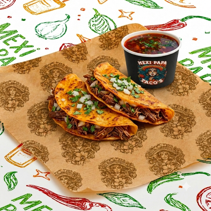 CHICKEN BIRRIA TACOS (2pc).
