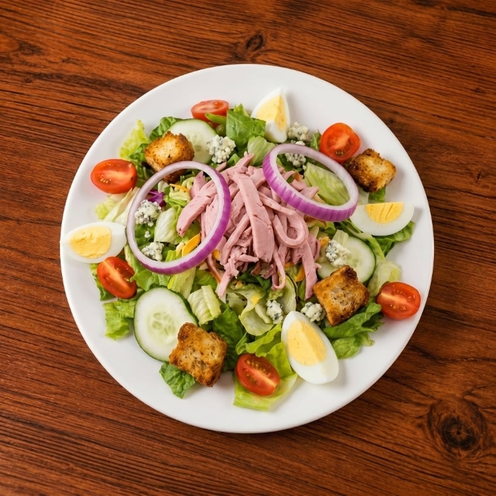 Woody's BBQ Salad w/Turkey, Pork, Brisket.
