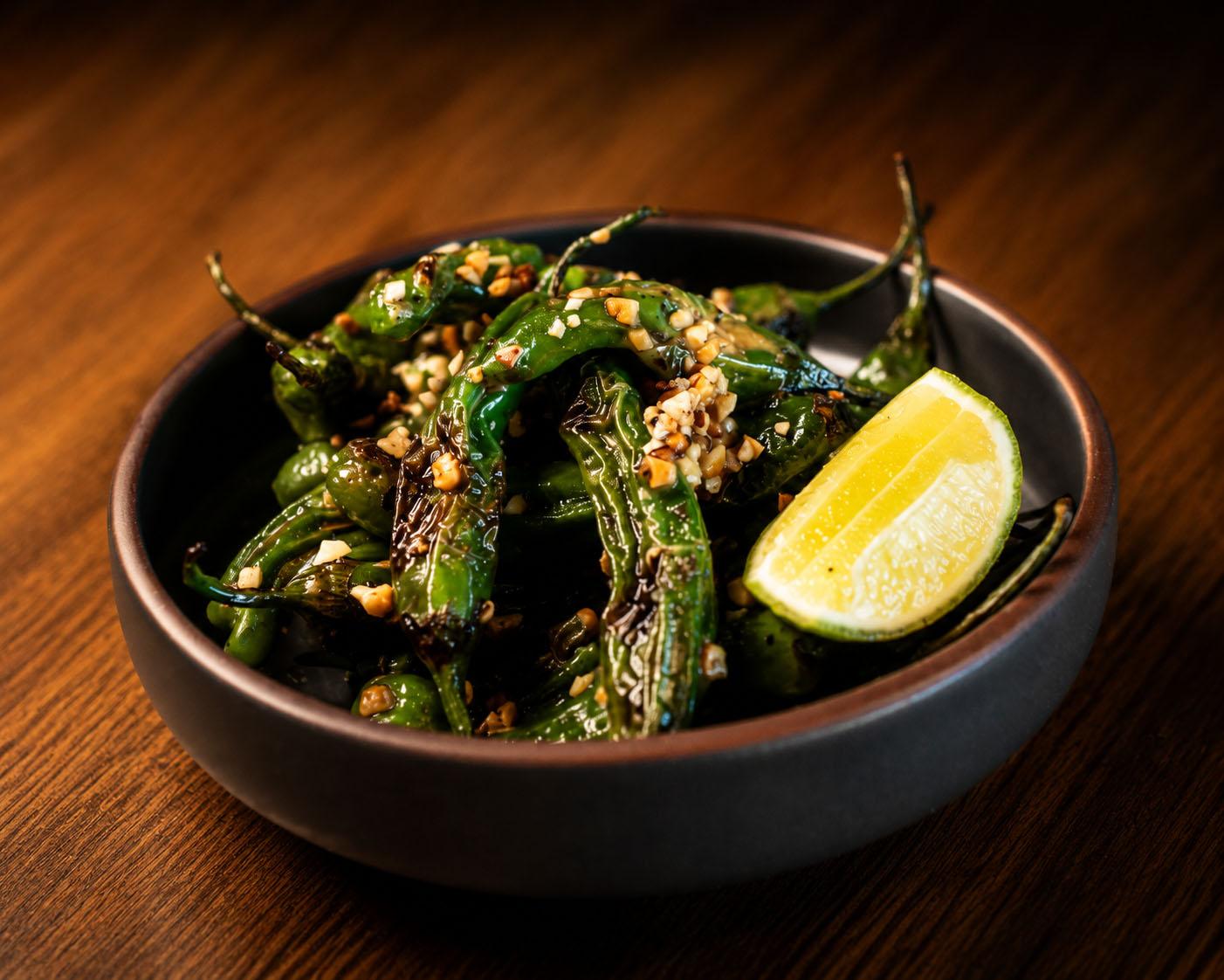 Charred Shishitos.