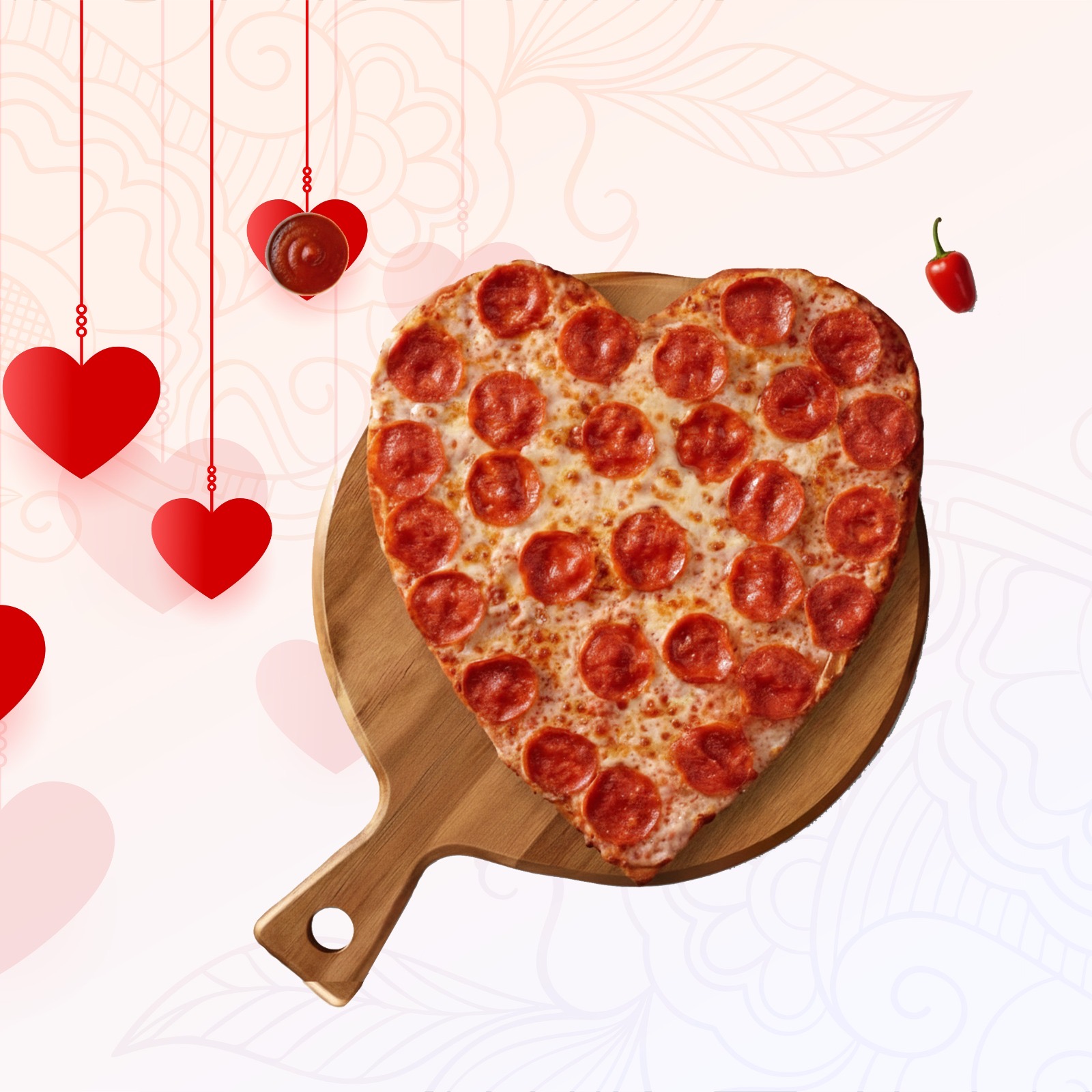 ❤️ Valentine’s Heart-Shaped Thin Crust Pizza 🍕.