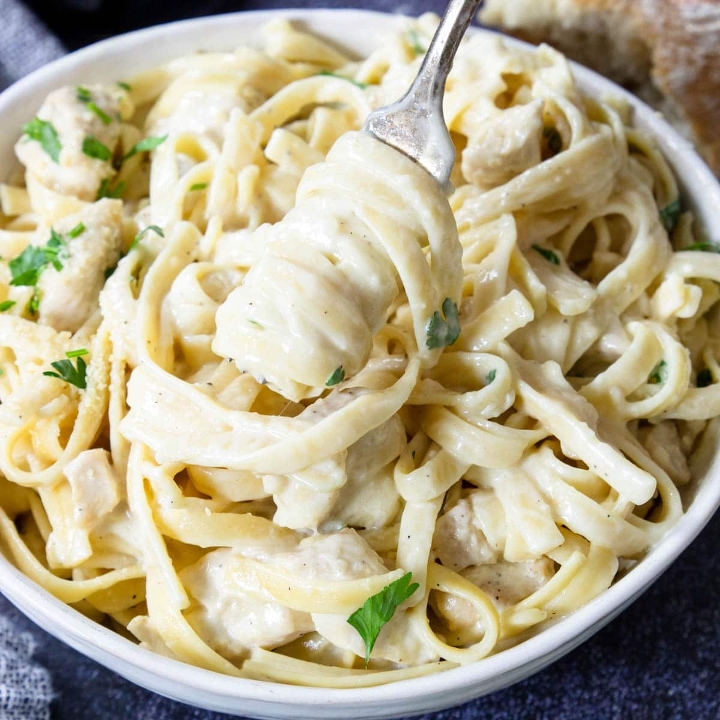 Chicken Alfredo Pasta.